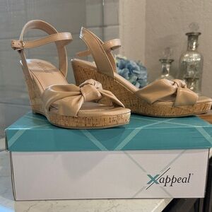 Xappeal Tan Knot Wedge Sandals